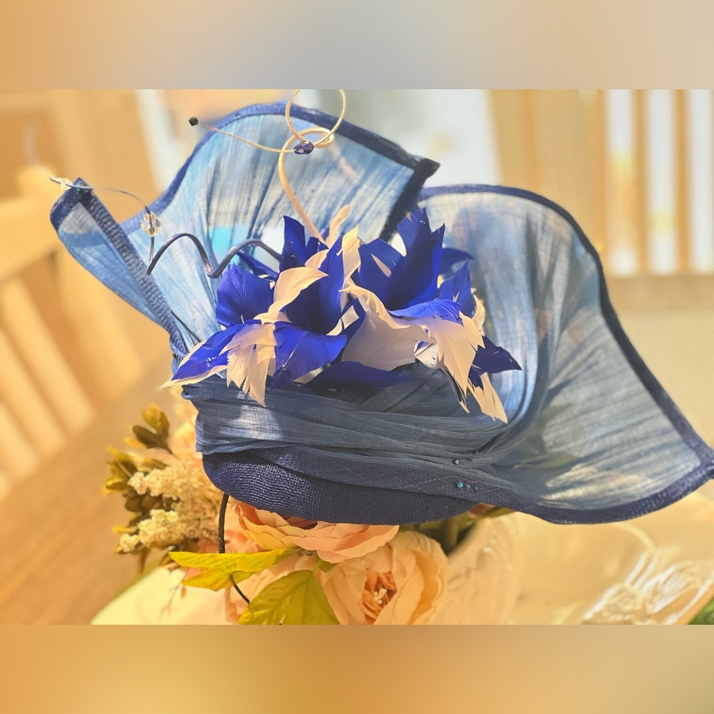 Kentucky Derby Hat 🐎💐🍾/ fascinator 💙 custom order. Hand made - Picture 9 of 9